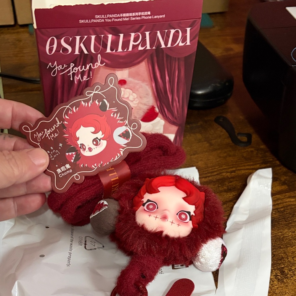 Skullpanda Red Plush Keychain